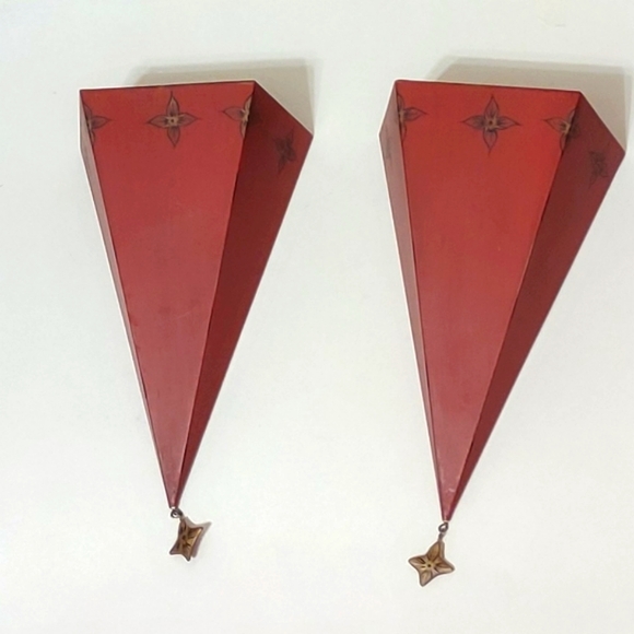 Vintage Art Deco Southern Living At Home Red Sassy Wall Shelves / Sconces - Picture 2 of 6